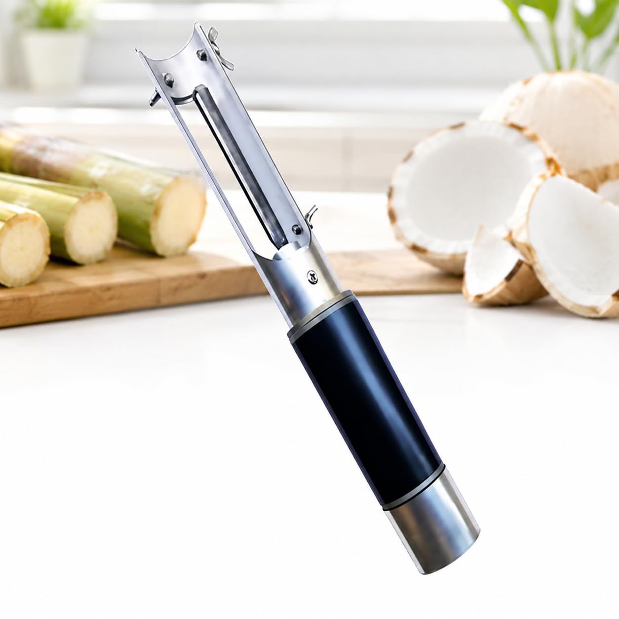 TsoLay Automatic Sugar Cane Peeler, Electric Coconut Grater Machine with Adjustable Thickness, 5cm Diameter Grip, One-Touch Switch for Pumpkin, Winter Claw, Taro, Pineapple