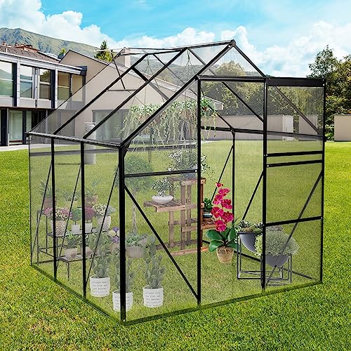 Lovtimber 6x6FT Polycarbonate Greenhouse with Aluminum Base