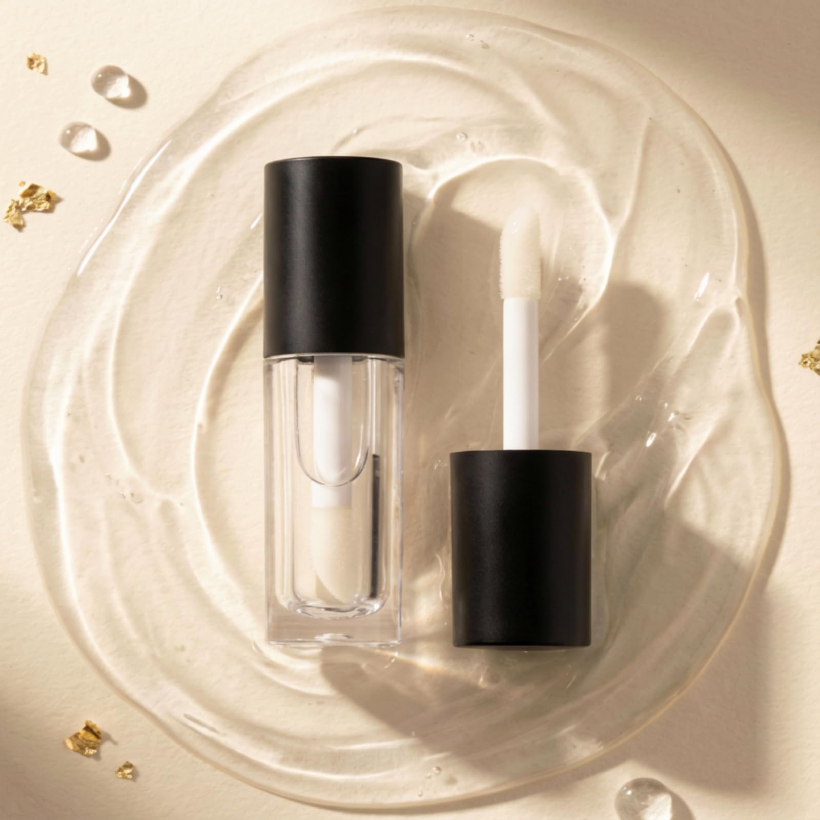 Tatuo 30 tubetti vuoti da 6 ml per lucidalabbra, con bacchetta, ricaricabili, contenitori per cosmetici, con tappi in gomma, per rossetto, crescita delle ciglia, liquido, kit trucco fai da te (nero)