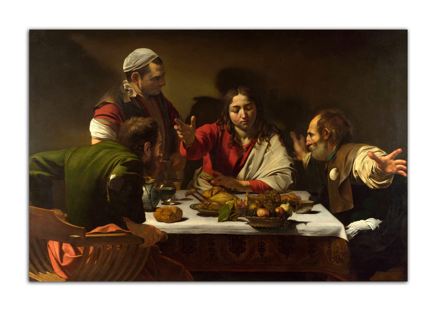 QUNYAAECaravaggio Vintage Classic Oil Painting Poster Supper At Emmaus Wall Art Picture Print Canvas Painting Modern Home Bedroom Bathroom Decor 16x24inch(40x60cm)