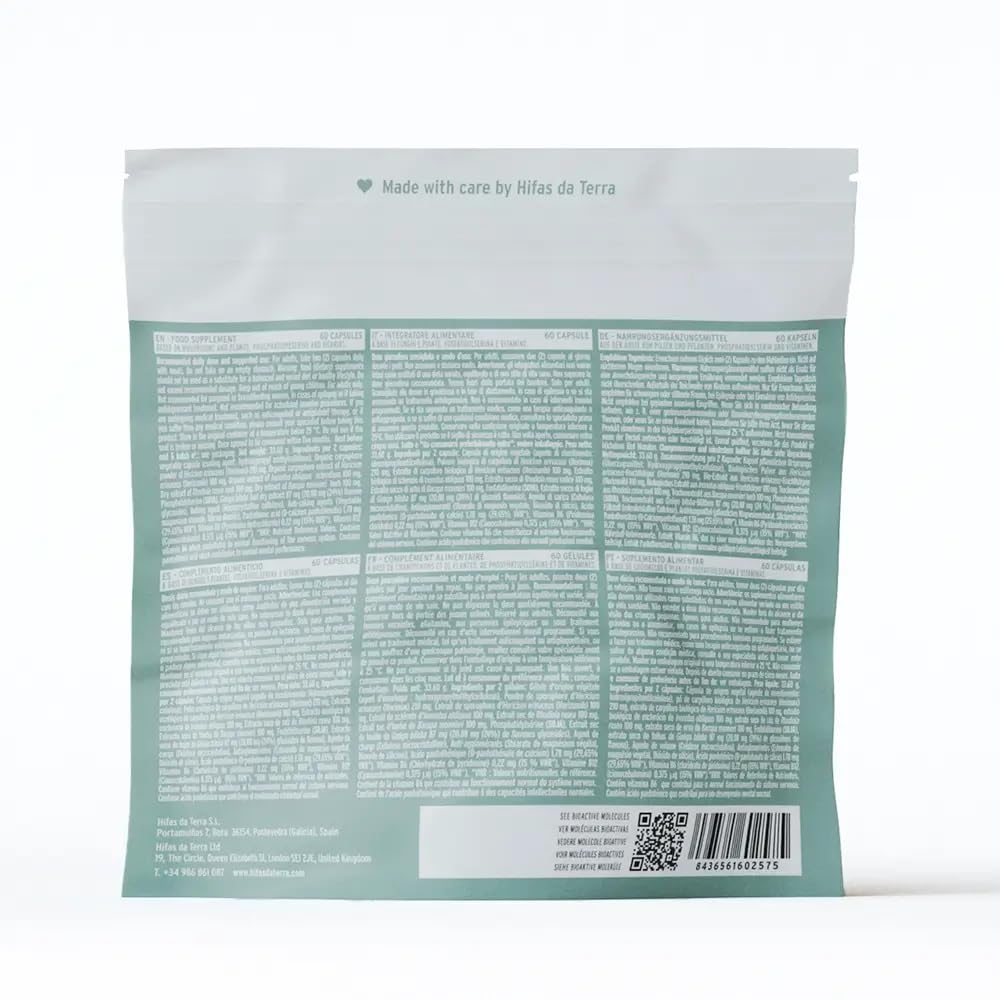 HIFAS DA TERRA - HIFAS-Neuro Suplemento para Memoria y Concentración con Extractos de Hongos Puros de Melena de León y Chaga, Vitaminas B6 y B12 - Apoya Cognición y Concentración - Refill 60 Cápsulas