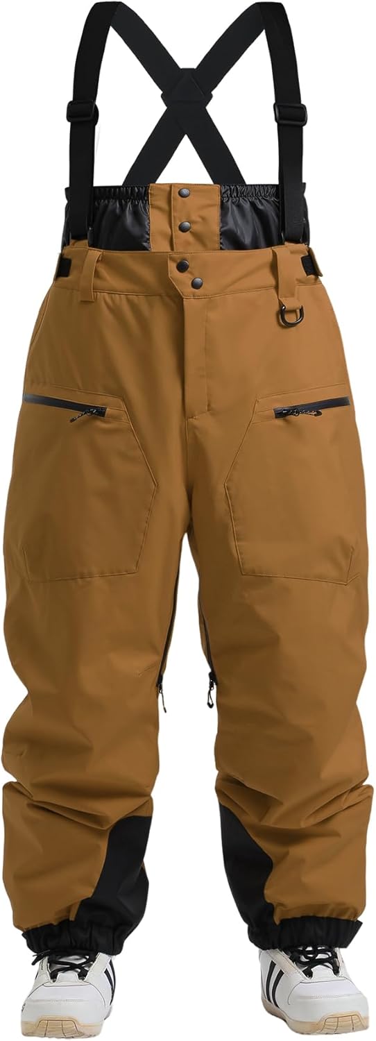 GSOU SNOW Men Snow Bibs Women Baggy Ski Pants Snowboard Overall Insulated Waterproof Windproof Warm Winter