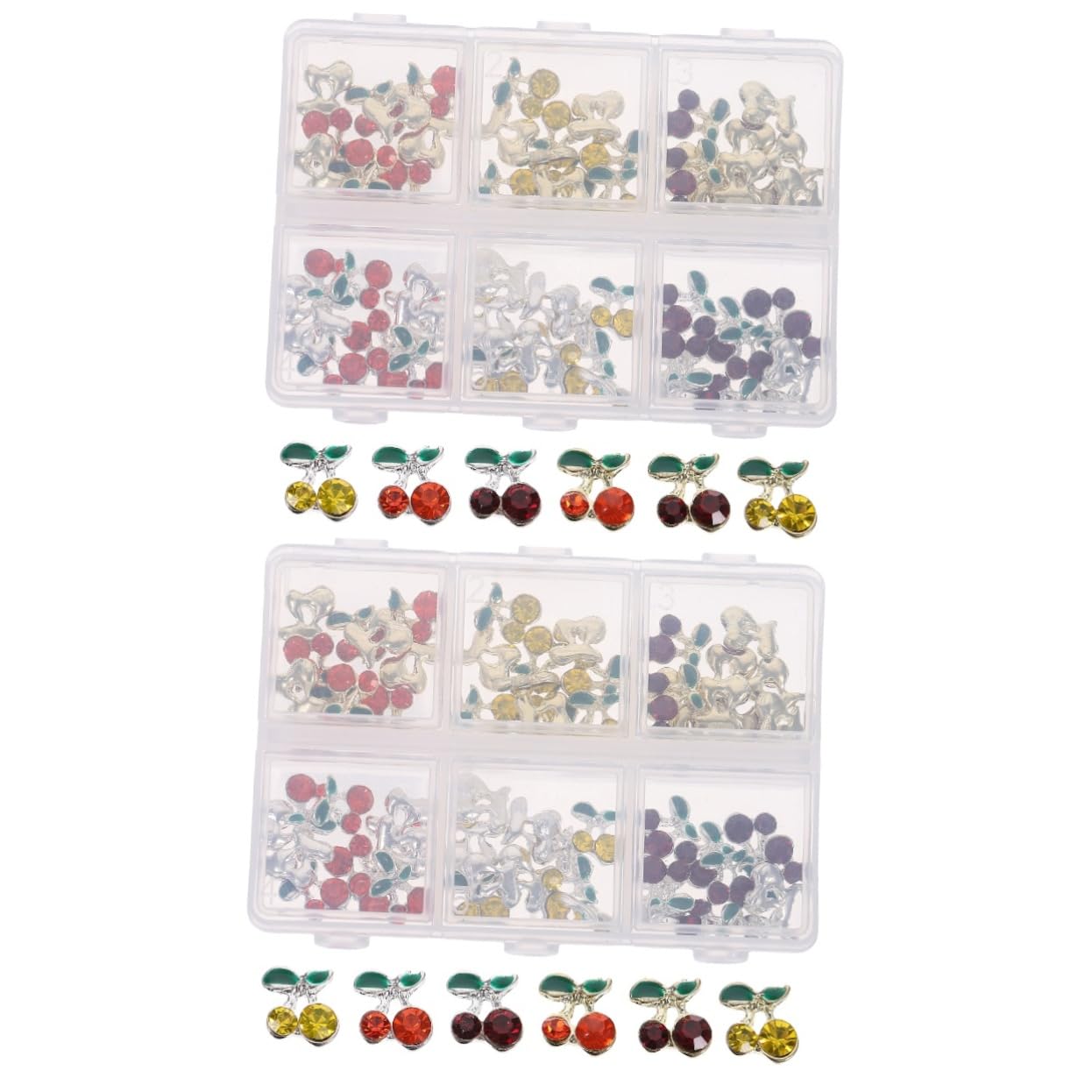Healvian 120pièces Charms à Cerise Avec Rhinestones Décorations Pour Nail Art Accessoires Féminins Pour Créations Uniques