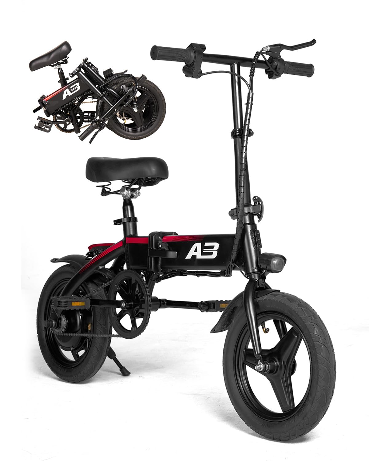 14’’ Electric Bike, Folding Electric Bicycle for Adults, 22 Mph,20+ Miles,350W (Peak 400W) Motor,Mini Fat Tire Ebike, 36V 12AH Waterproof Removable Battery