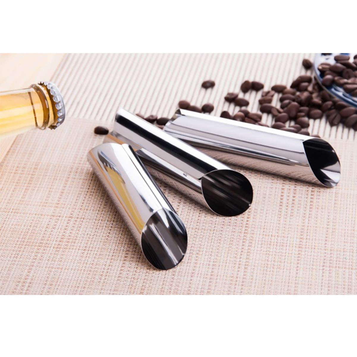 PRETYZOOM 12pcs Set Stainless Steel Bread Molds Cylindrical Shaped Croissant Tube Baking Tools for Home Bakery