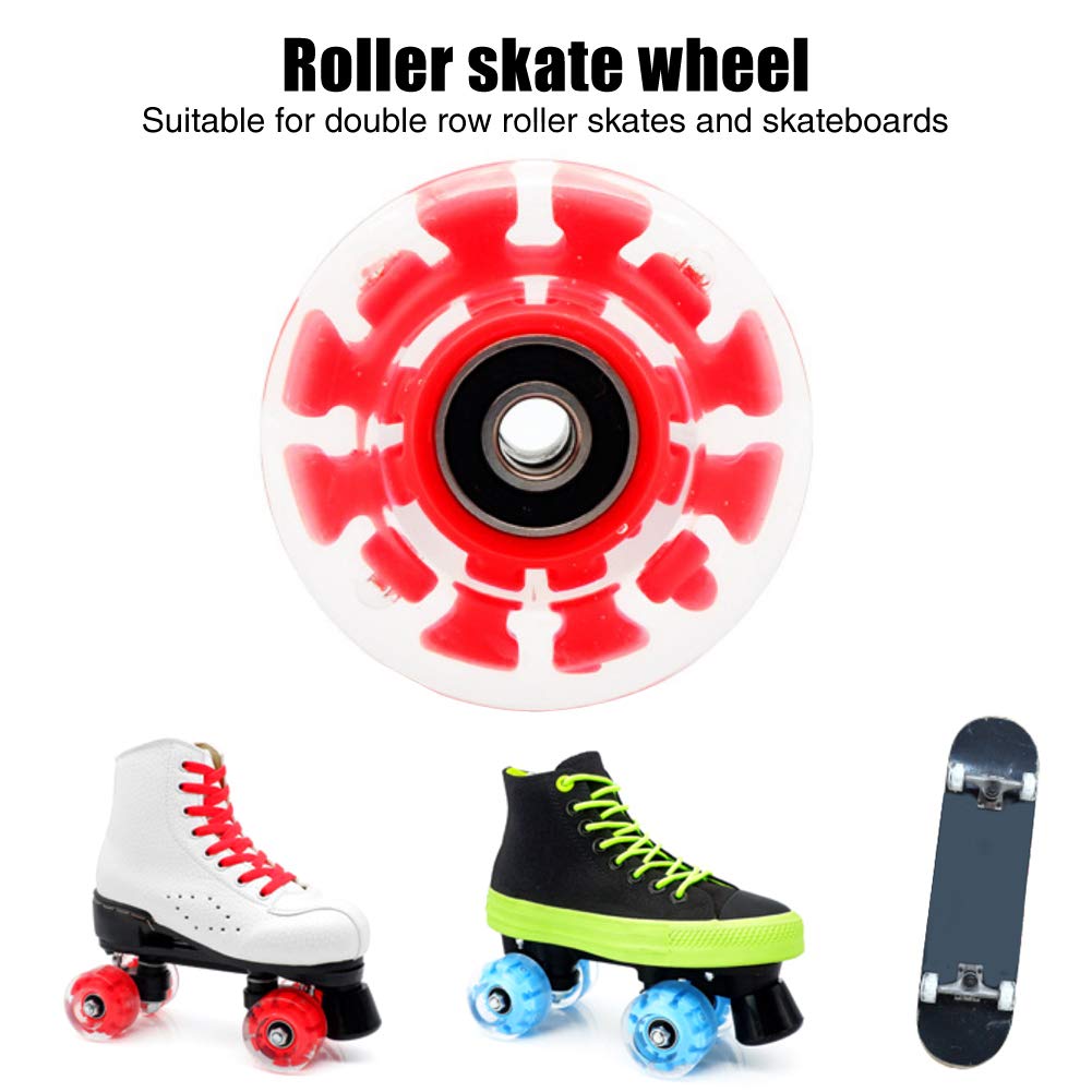 POHOVE 8 STK Leuchtend Rollschuhe R盲der, Leuchtend Rolle Skate R盲der Mit Niedriger L盲rm Drehbar Lager Rollerskate R盲der Auftragen F眉r Doppel Reihe Skating, Skateboard, 2.28x1.26