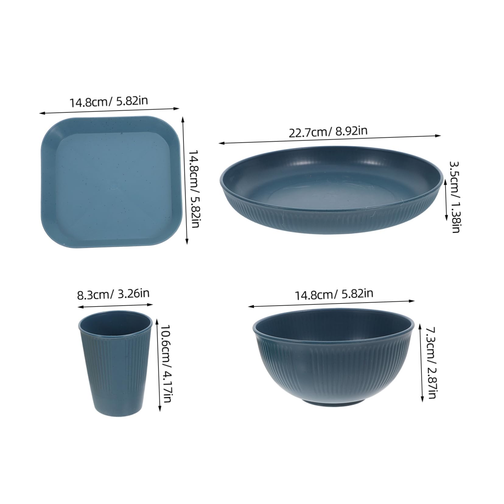 Unomor 1 Set Set Unbreakable Dinnerware Set Camping Plates Bowls Cups for Outdoor Dining and Parties Stylish Resistant to Cracks for Four People