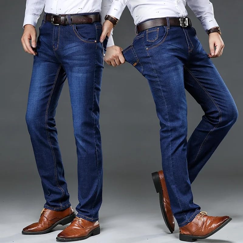 Spring and Autumn Classic Men's Jeans Business Casual Stretch Slim Black Blue Men's Pants2