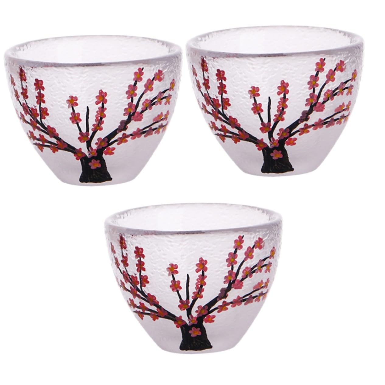 Verres à saké peints à la main en fleur de prunier, service artisanal haut de gamme
