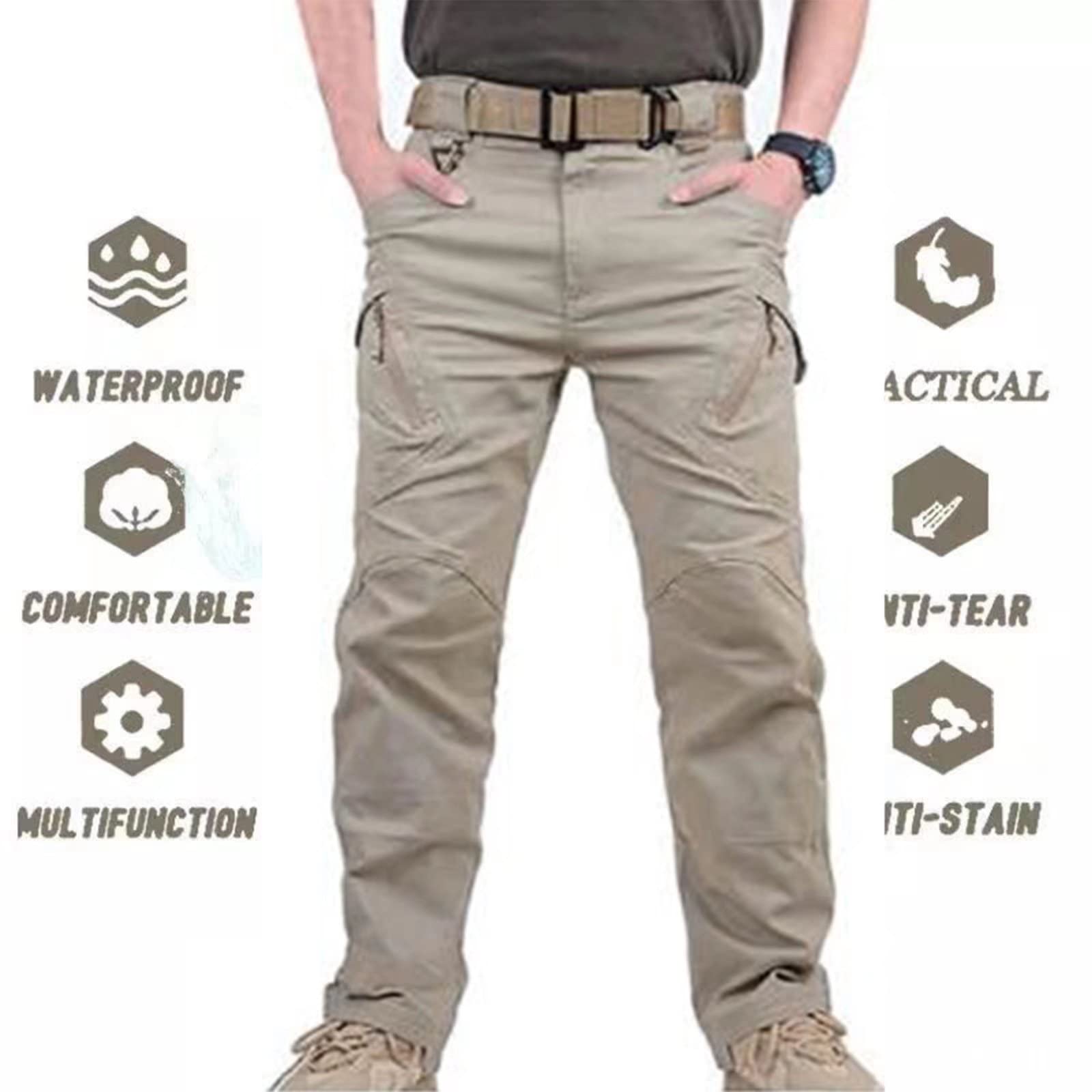 Rivccku Men's Outdoor Scratch-Resistant Tactical Pants Lightweight Outdoor Cargo Pants Work Trousers