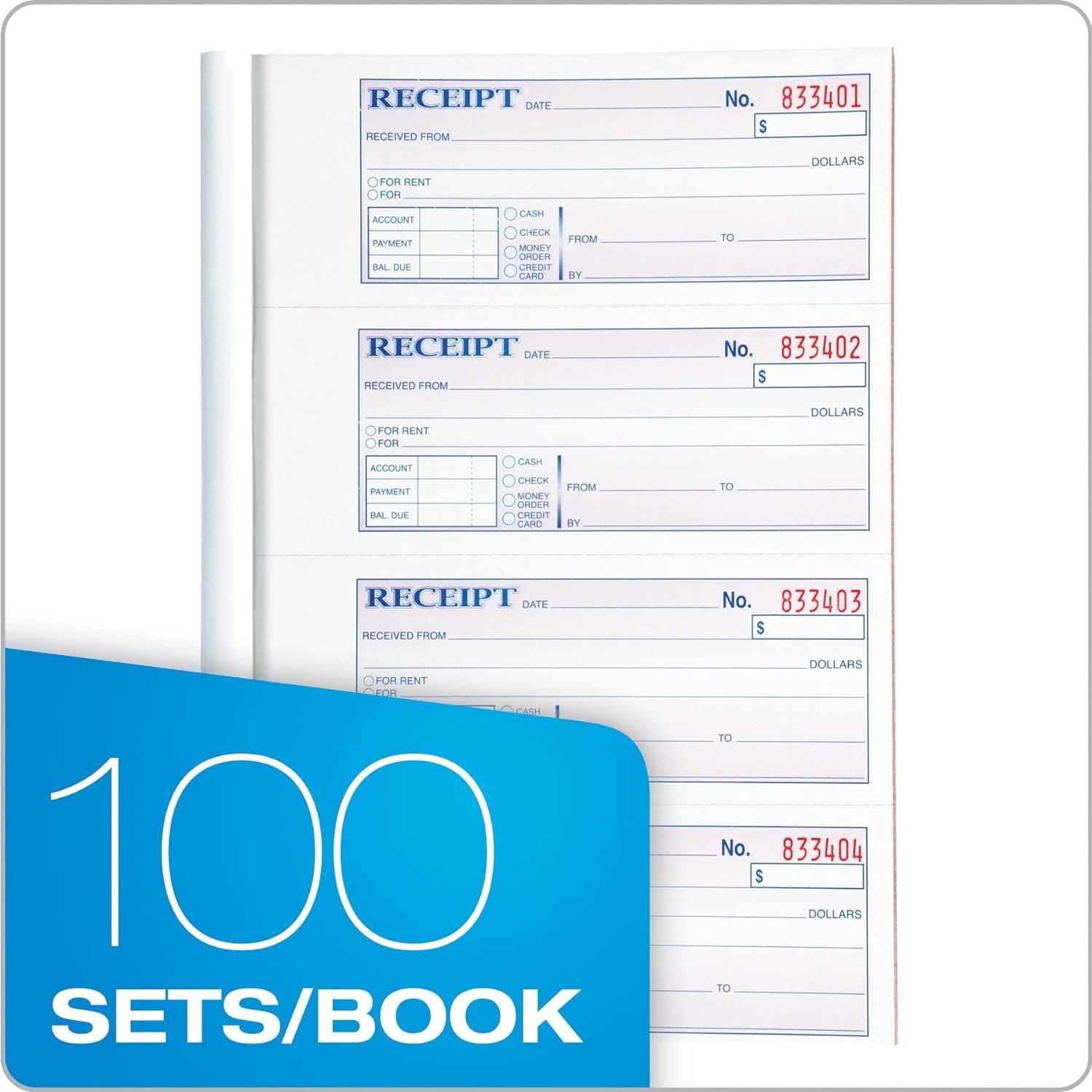 Adams Money and Rent Receipt Book, 3-Part, Carbonless, White/Canary/Pink,7 5/8" x 10 7/8", 100 Sets per Book (TC1182) (12 Pack) (Two 6 Packs) - Image 2