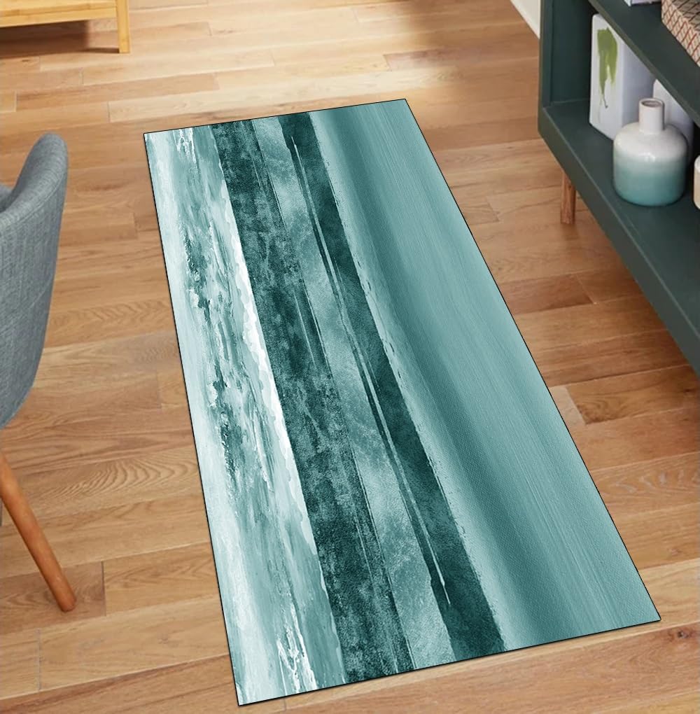 Alfombra antideslizante lavable cian 80x200 cm para pasillos