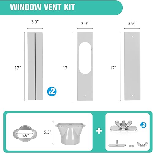 Miniatura 2 de Nihoney Kit de ventilación de ventana de CA portátil con manguera de escape de 5.9 pulgadas, kit de sellado de ventana de aire acondicionado