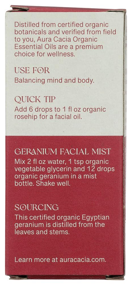 Aceite esencial orgánico de geranio Aura Cacia 0.25 Fl Oz miniatura 3