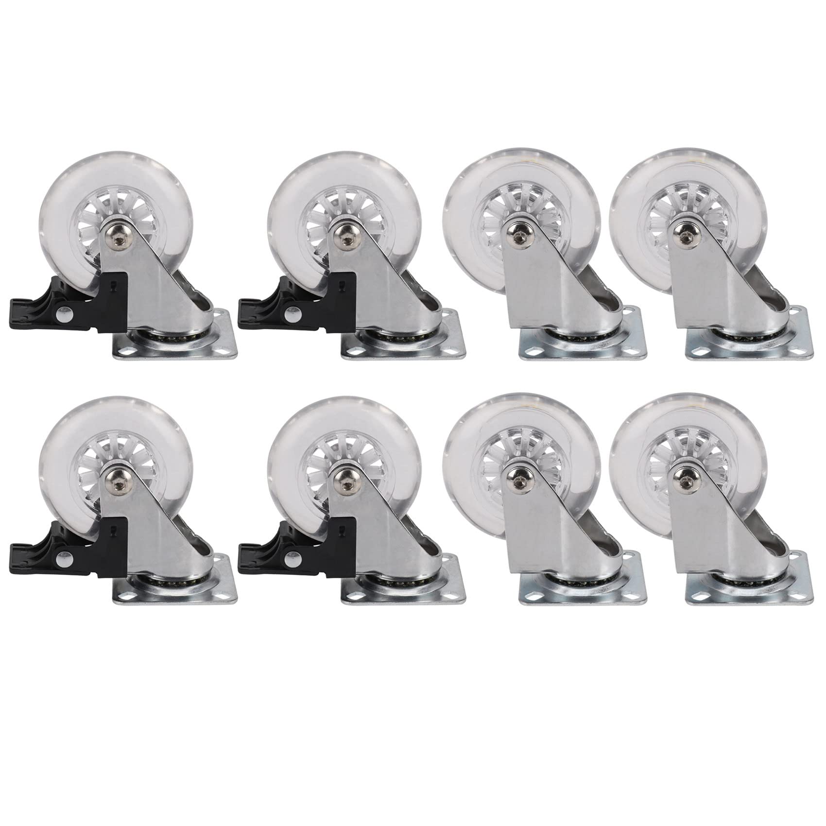 8 x Schwerlast 75mm Lenkrollen Trolley MöBelrolle mit Bremsen - Ladekapazität 100Kg Pro Rad (Set mit 4 x Schwenk & 4 x Gebremst)