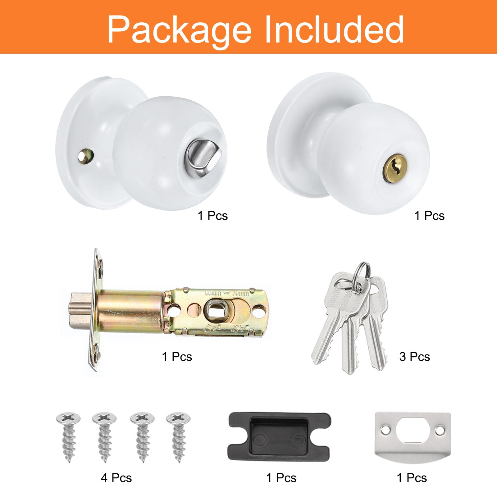 Modern White Door Knob - Privacy Lock -3
