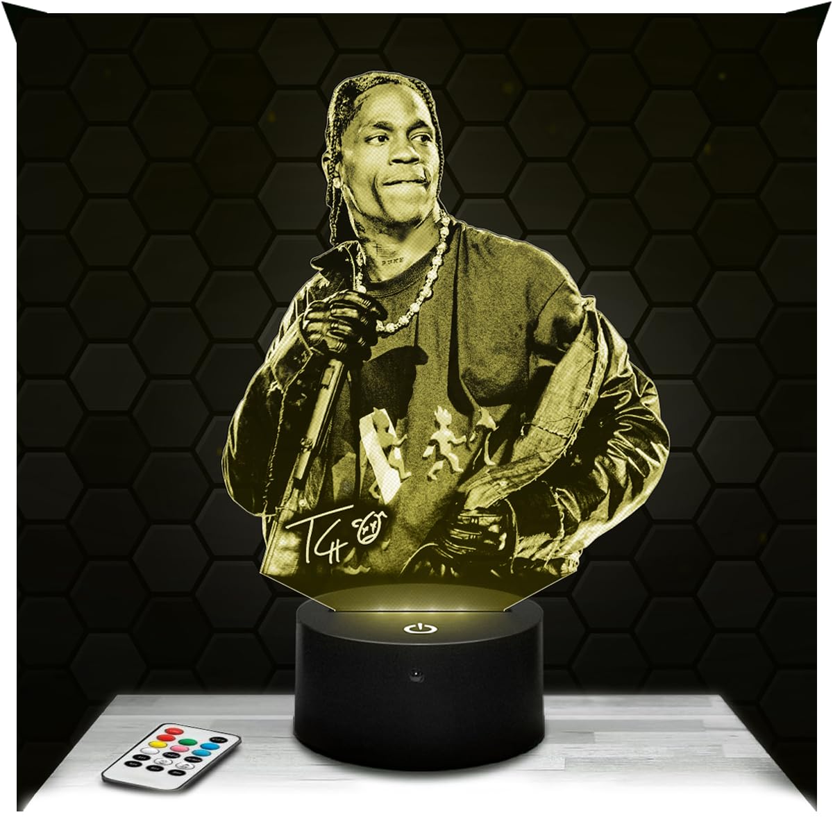 Lampephoto.fr - Travis Scott 3D Lamp, Night Light 3D LED Illusion Lamp, American Singer Rapper, Gift idea for Boy's and Girl's Room Night Light for Children's and Adult's Bedroom, Original Christmas