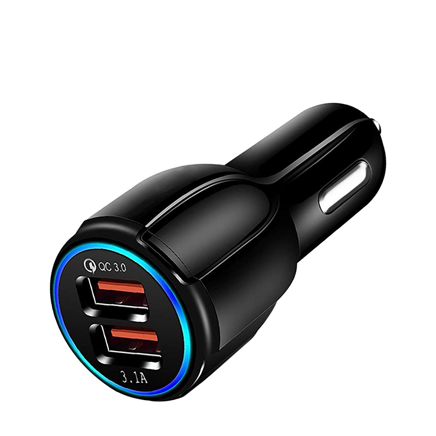 HIKER Dual Port Rapid Car Charger (Qualcomm Certified) with Quick Charge 3.0 & 2.4A Smart Adapter for All Mobile (Black) (Smart-Car-Charger-6.0A)