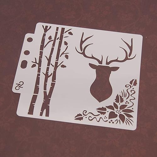 Miniatura 4 de Plantillas de pintura de plástico PET de diseño hueco de ciervos, perfectas para diseño textil, decoración de pared, ventana, papel, álbumes de