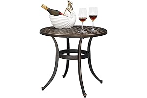 VINGLI Cast Aluminum Outdoor Round End Table