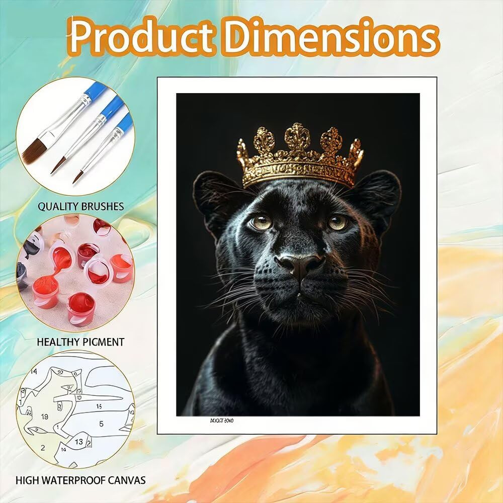 DIY Malowanie po numerach dla dorosłych zestaw, Leopard Animal Pictures for Painting Numbers Akrylowe Farby z Pędzelkami, Dla Początkujących i Dzieci Wiek 90x120cm D7SS-218