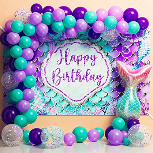 Mermaid Party Decorations & Disposable Dinnerware(Serve 25) Girl Birthday Baby Shower All-In-One Party Supplies Set Includes Paper Plates Cups Napkins Tableware Tablecloth #TOP3