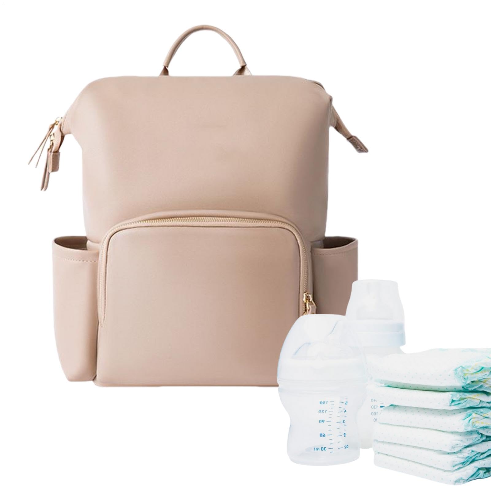Lederbeutel -Rucksack, Leder Große Babybag | Wasserbeständiges PU Leder Rucksack große Kapazität Taschen für die Fahrt im Freien