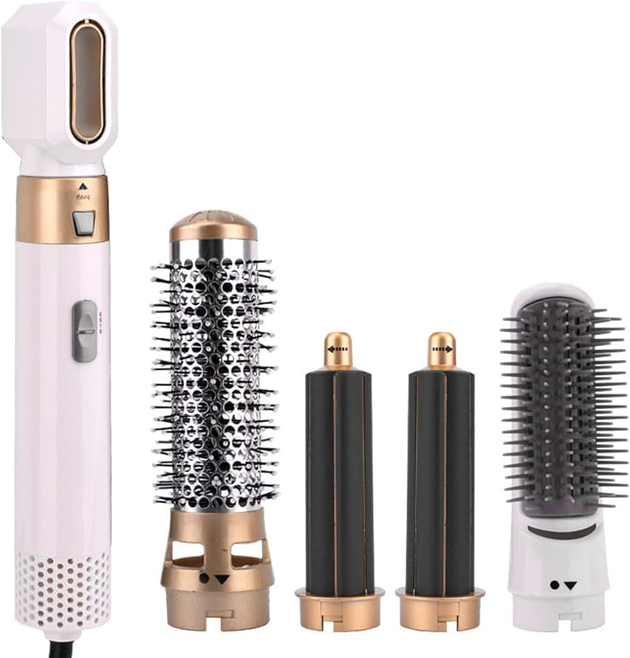 Secador de Cabelo com Pente Ar Quente 5 em 1 Ferramenta Modelagem Multifuncional Funções Alisamento e Cachos Rápida Sem Esforço