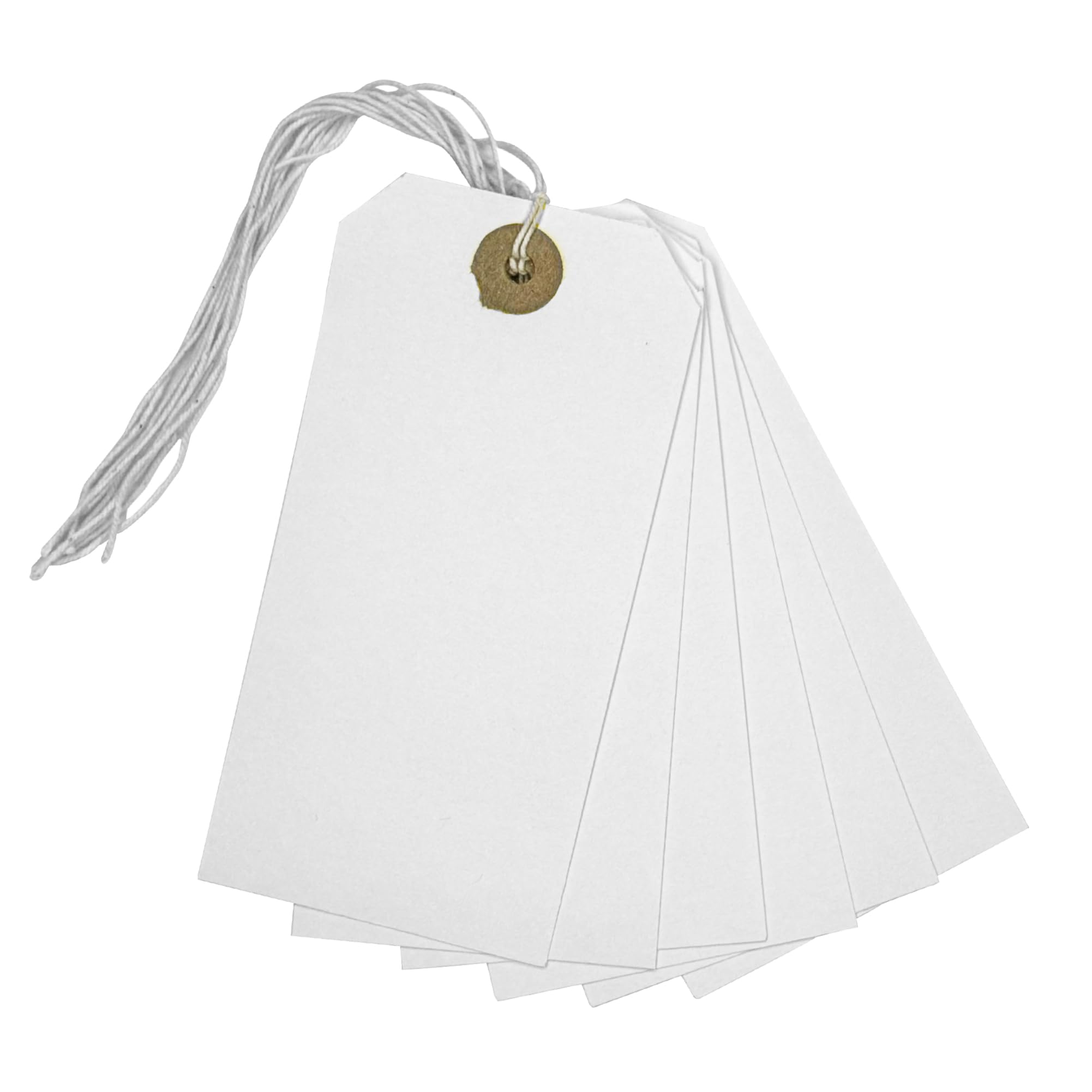 Box of 1000 White Strung Tags 120mm x 60mm - Luggage String Labels
