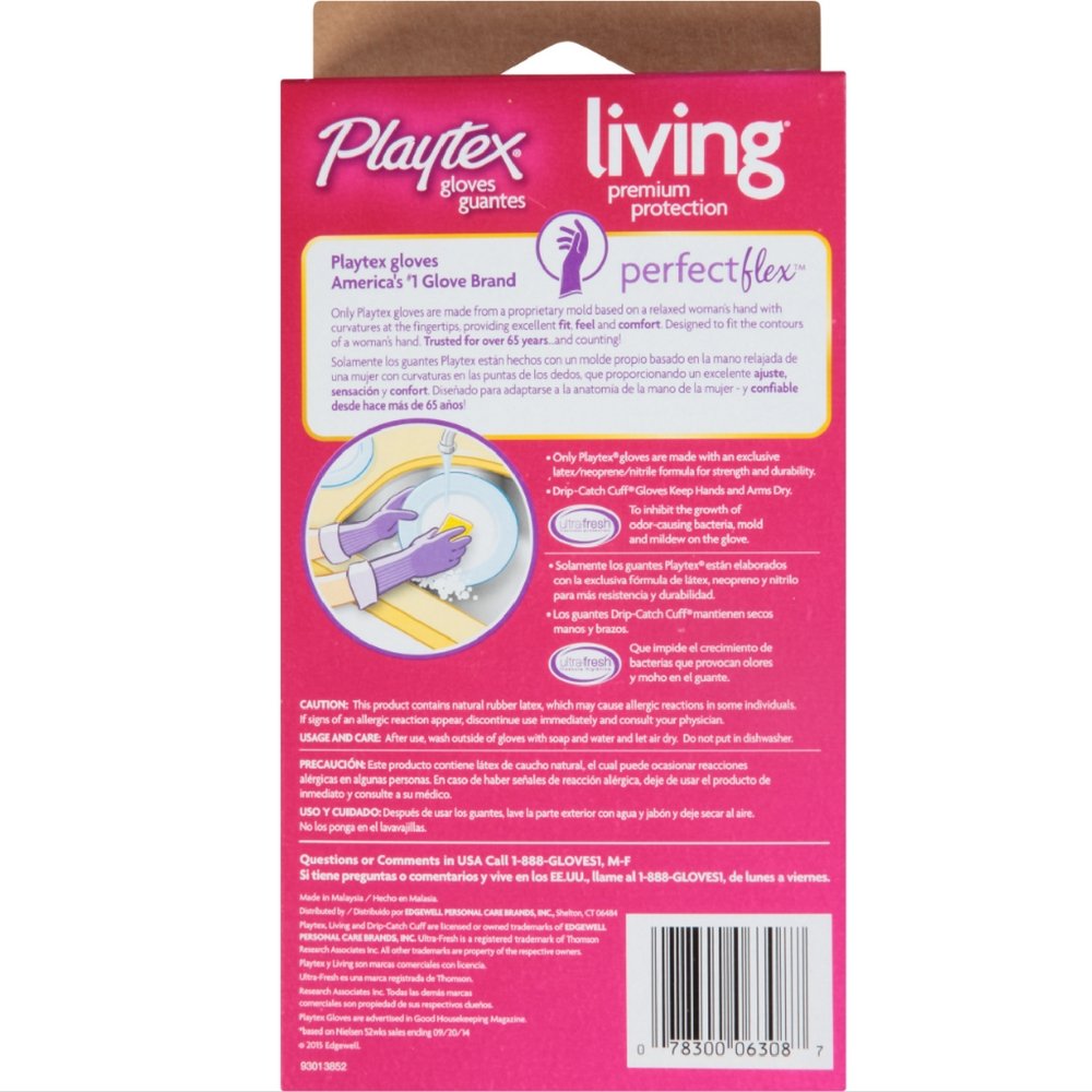 Playtex Living - Guantes de limpieza de goma reutilizables (grandes, 9 pares), protección premium para el hogar