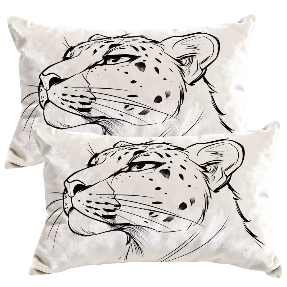 Set of 2 Velvet Cushion Covers 40x60 cm Abstract Cushions Covers Decorative Throw Pillow Case Animals Sofa Pillows 16x24 Inch Cushion Cover with Invisible Zipper for Livingroom Couch Bedroom -SC499