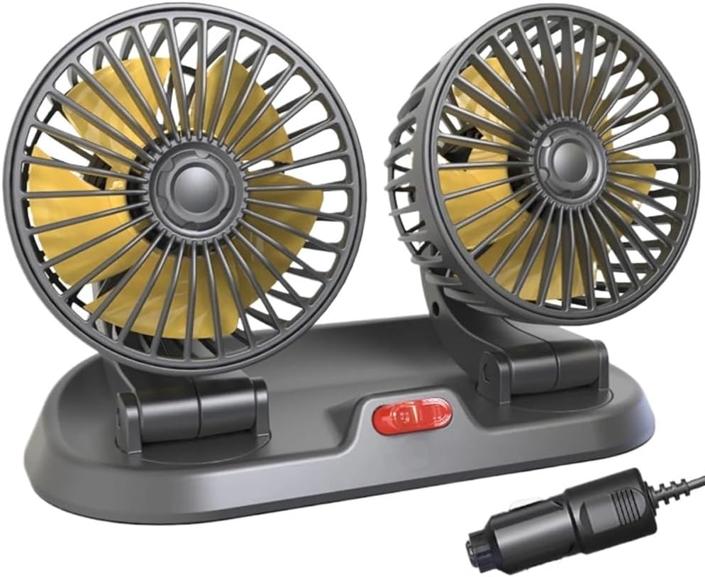 5V 24V Car Fan Cooling Car Fan Dual Head U5B Car Fan 2 Speeds Adjustable Cooler Air Fan Car Accessories Wind Regulation(Black)
