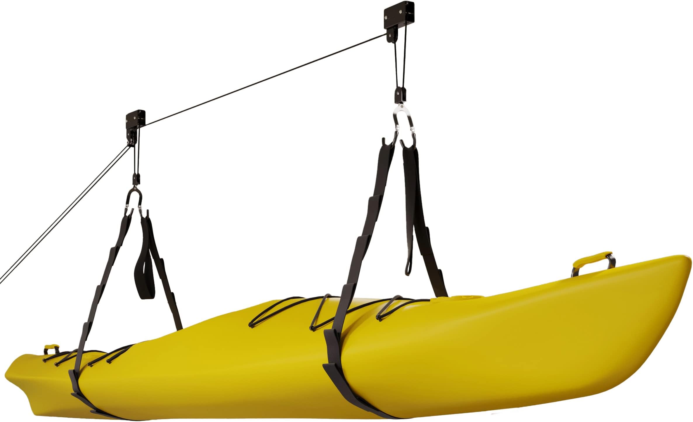 Kayak Hoist - Overhead Pulley System for Kayak, Canoe, Bike, or Ladder Storage (125 lb Capacity)
