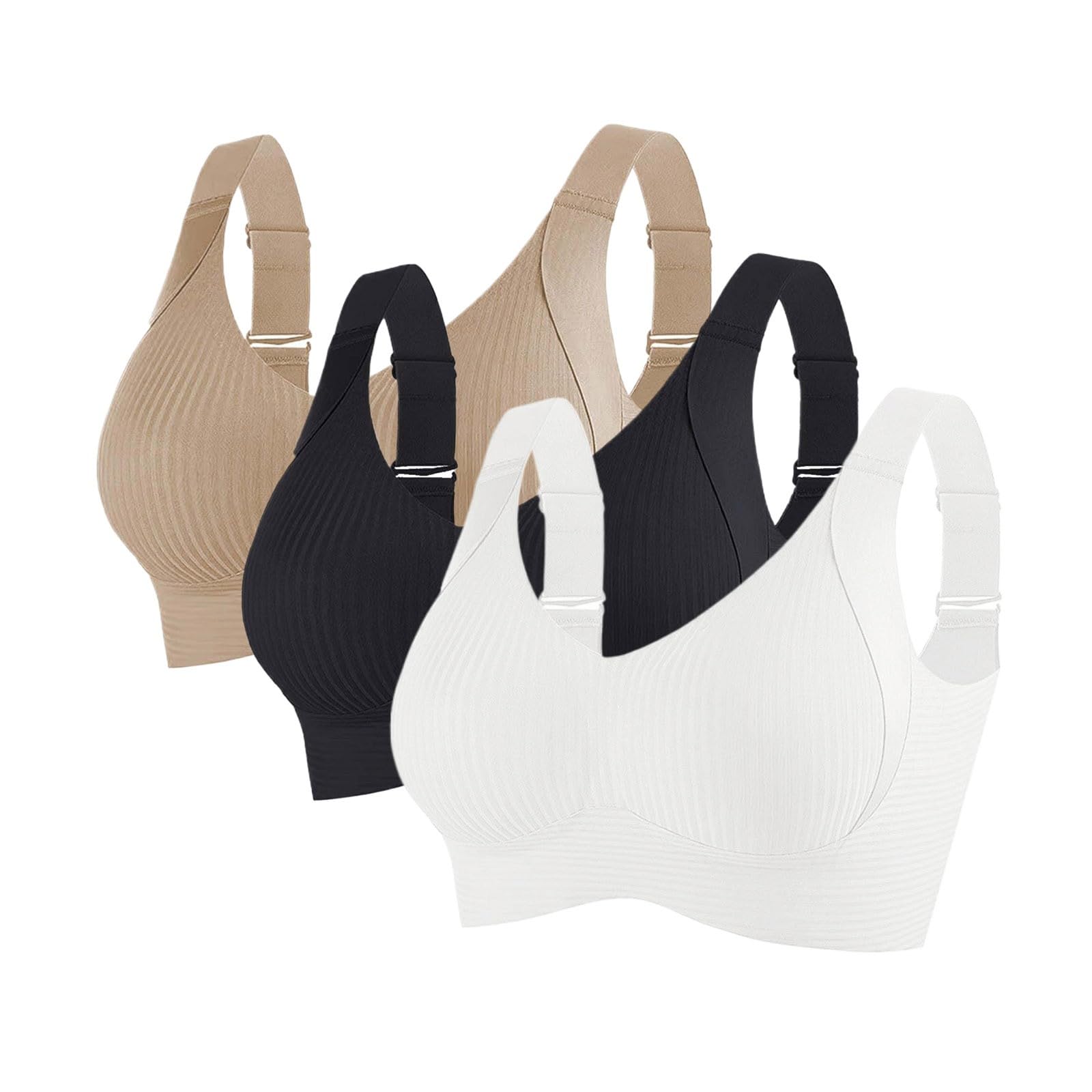 Pack de 3 sujetadores para el hombro sin esponja básicos de uso diario para mujer 3