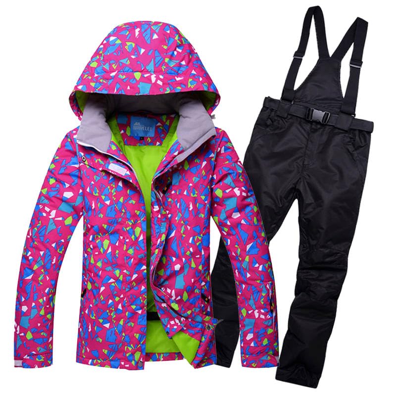 Giacca Da Sci Pantaloni Set,Pantaloni Da Sciimperm Impermeabile sportivo femmina tuta da sci donne inverno vestito giacca cinturino pantaloni neve e