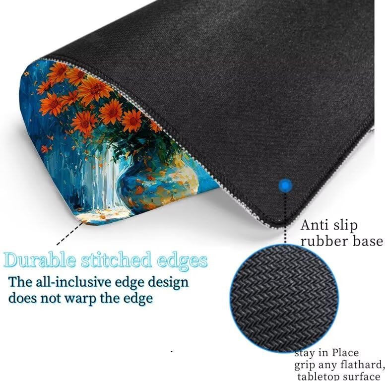 Tapis de Souris Bleu Tapis de Souris Gamer XXL 1000x500x3mm Gaming Accessoire, Tapis de Souris Vase Tapis Souris Résistant à l'eau avec Base en Caoutchouc antidérapant, Deco Bureau Travail W5-145