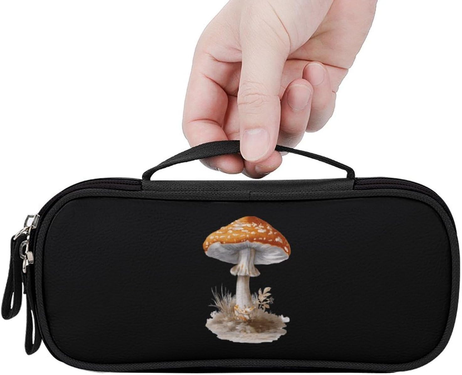 Vintage Mushroom Travel Makeup Bag Tote Cosmetic Organizer Handbag image 3