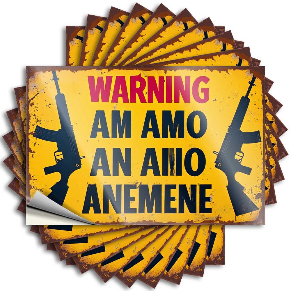 Fzfn Colour Warning: Ammo And Guns Required Garage Cool - Restroom Accessories Stickers Self Adhesive Sticker(6X9cm)