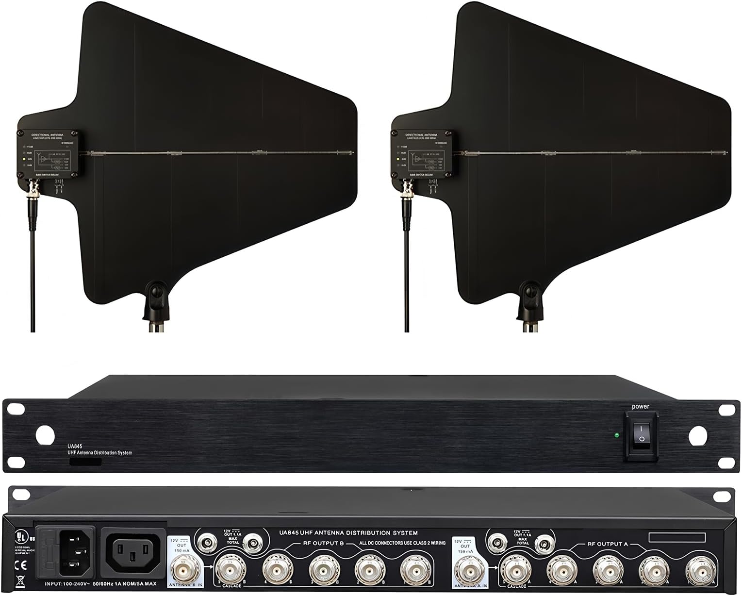 UHF Active Directional Antenna Power Distribution System for SHURE Wireless Microphone System with Antenna Paddle