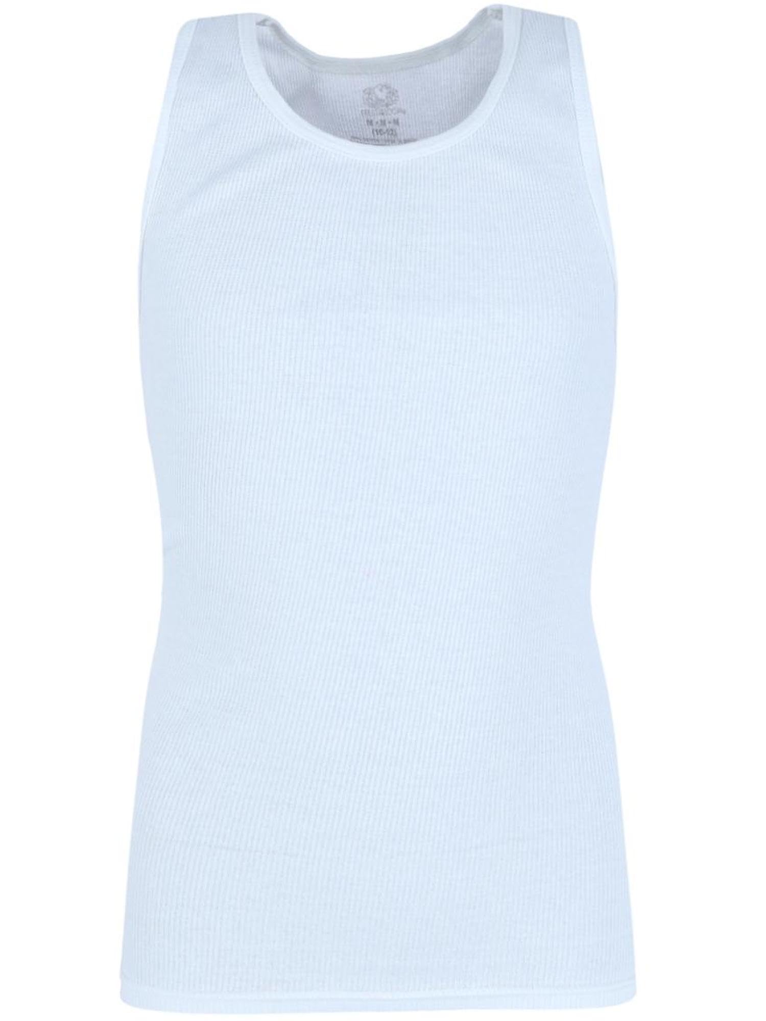 Fruit of the Loom Boys White Tank Top A-Shirts 5 Pack, XL, White