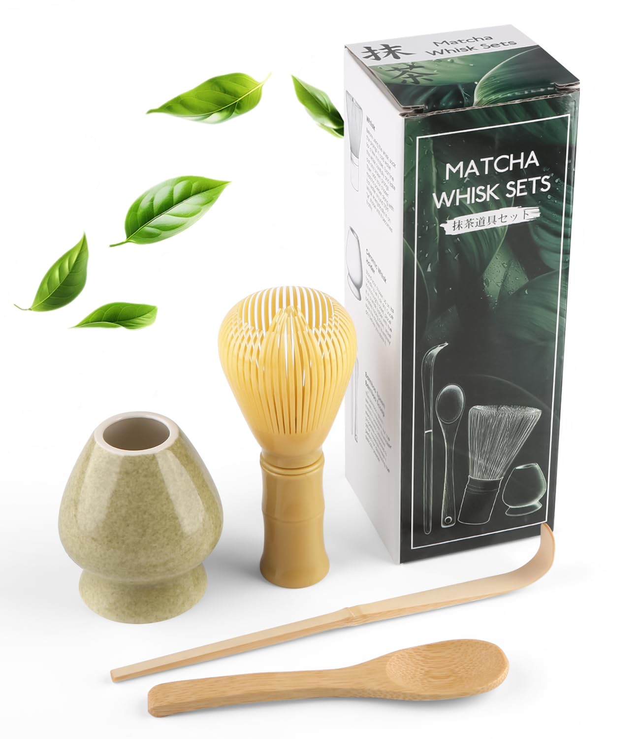 4pcs Matcha Set Which Resin Manufacturing Matcha Whisk, Matcha Bowl, Chasen, Matcha Spoon,Ideal Starter Matcha Kit for Easy Matcha Making