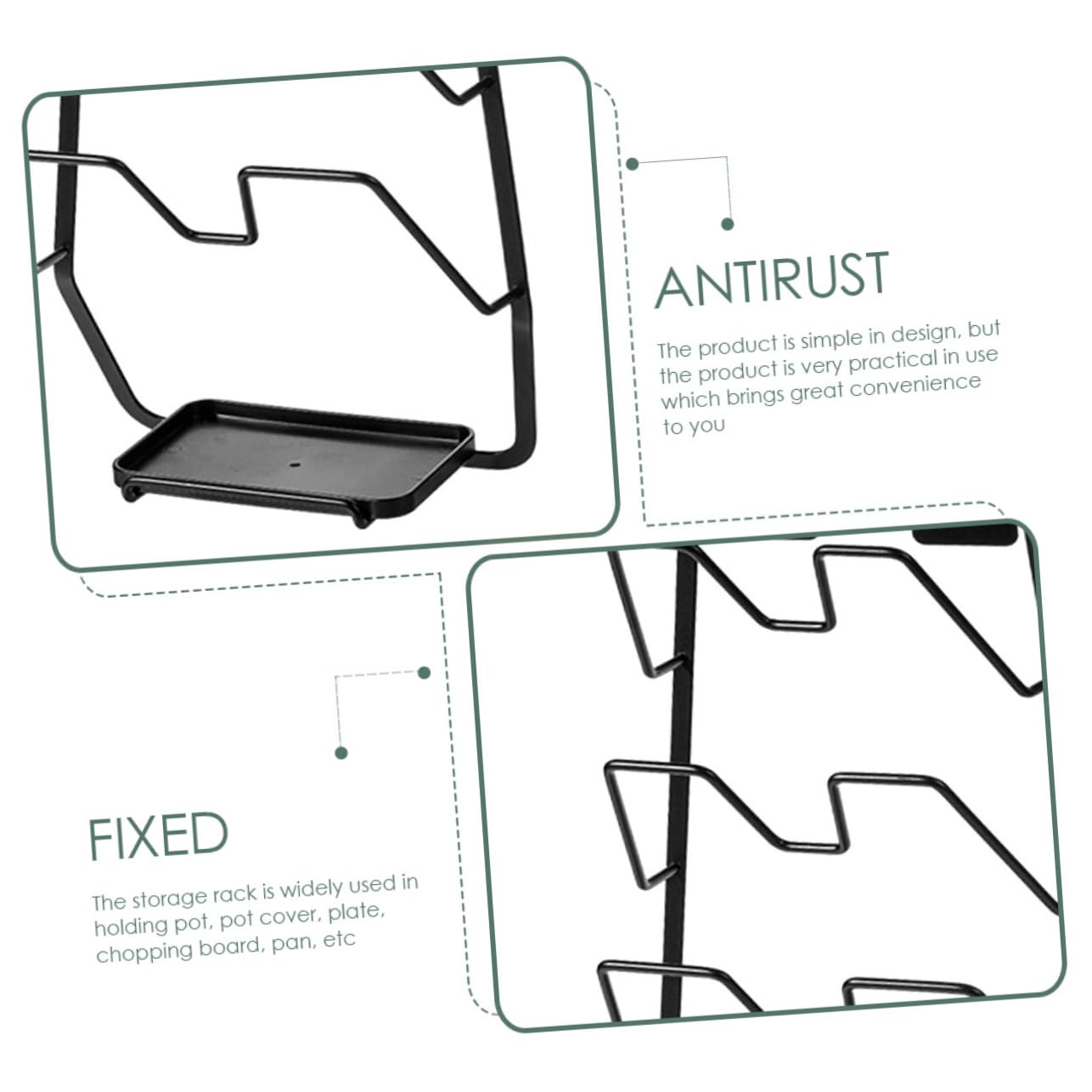 MAGICLULU Support Noir Planche Casseroles de Mural Couvercles pour Cuisine