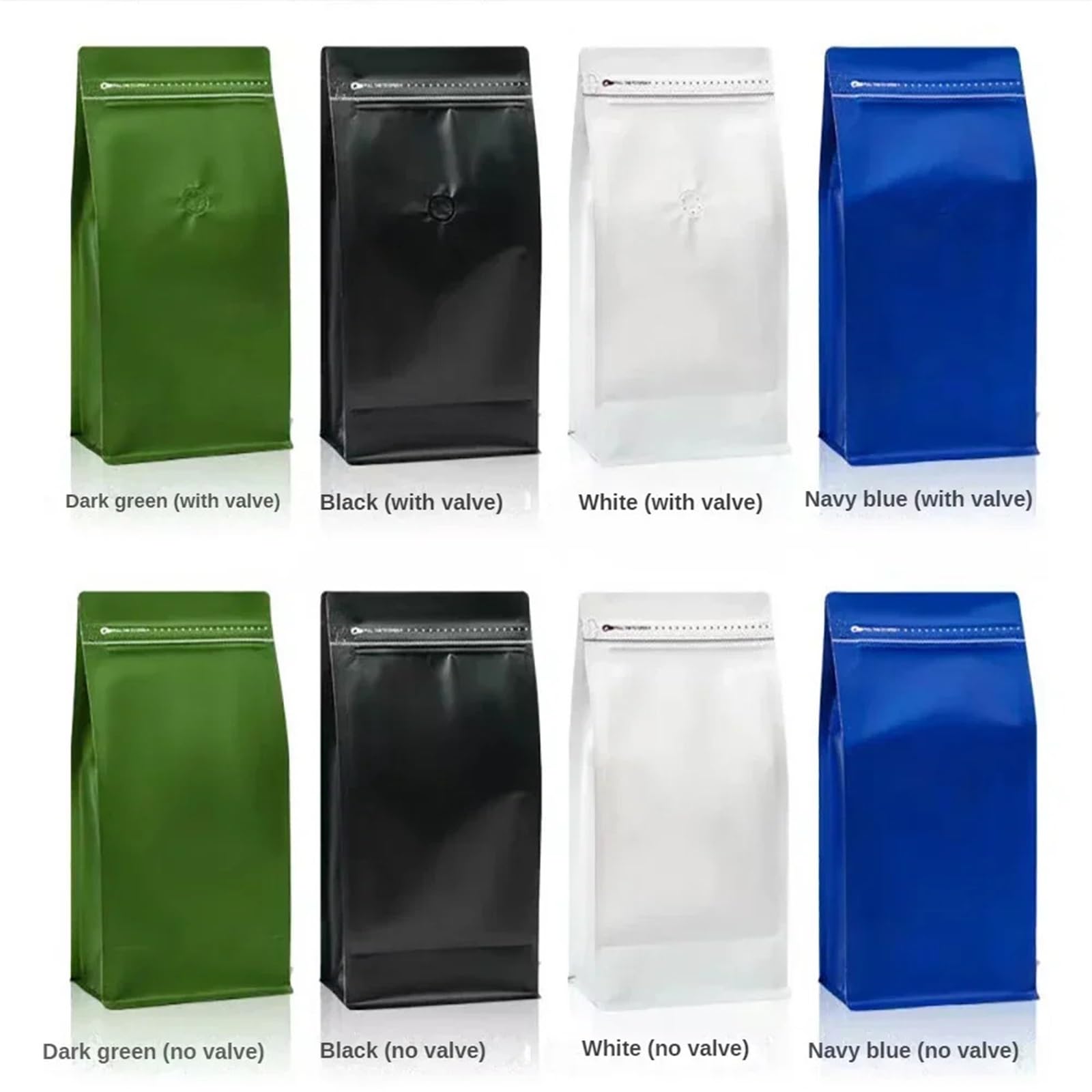 Torebki na kawę z zaworem 50 szt. Matowa jasnozielona folia aluminiowa Torby do przechowywania żywności ziarna kawy Białko w proszku Herbata Orzechy(Navy blue,1kg with valve)