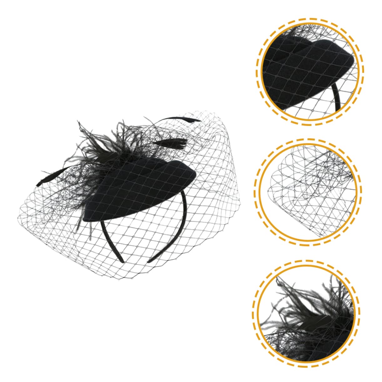 5pezzi Fascinator Retro Elegante con Velo Tulle per Donne Accessorio da Cerimonia Matrimonio Festa del tè e Occasioni Speciali