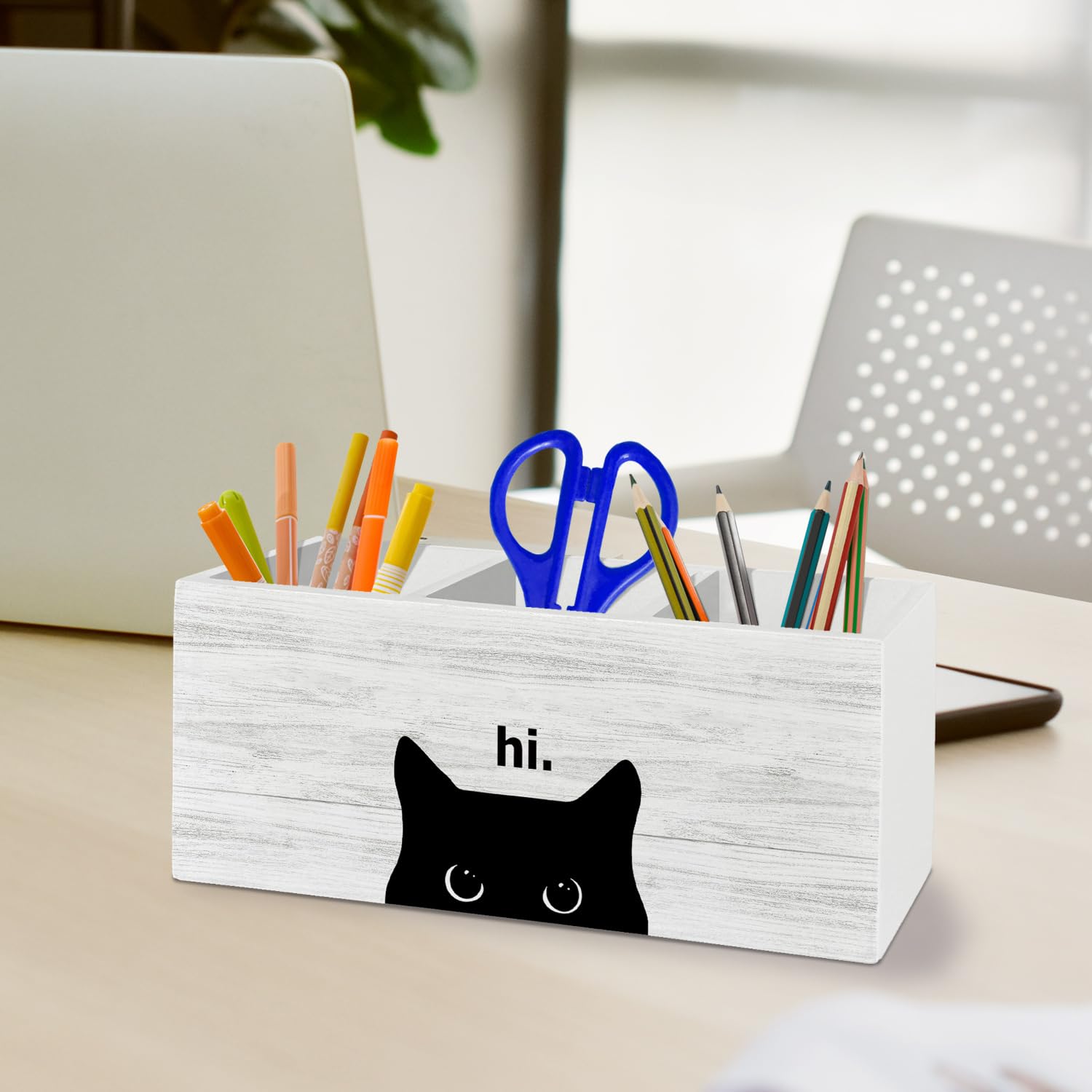 Stiftehalter für Schreibtischzubehör, schwarze Katze, Mutter, Dame, Liebhaber, Besitzer, Geschenke, Holzbox, Schild, Schreibtisch-Dekoration für Zuhause, Büro, Haustierliebhaber, Geschenke