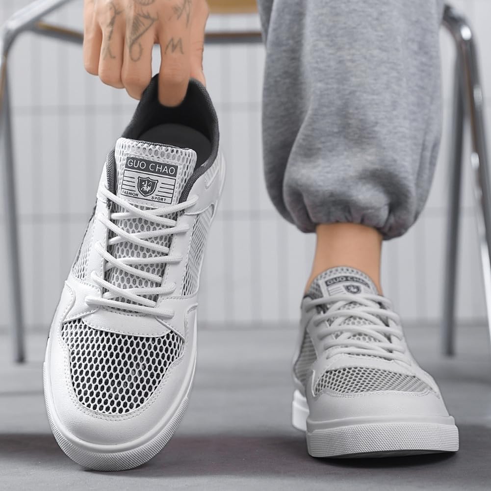 WELRUNG Men's Fashion High Top Chinese Style Skate Sneakers Stylish Comfortable Skateboarding Road Running Walking Shoes