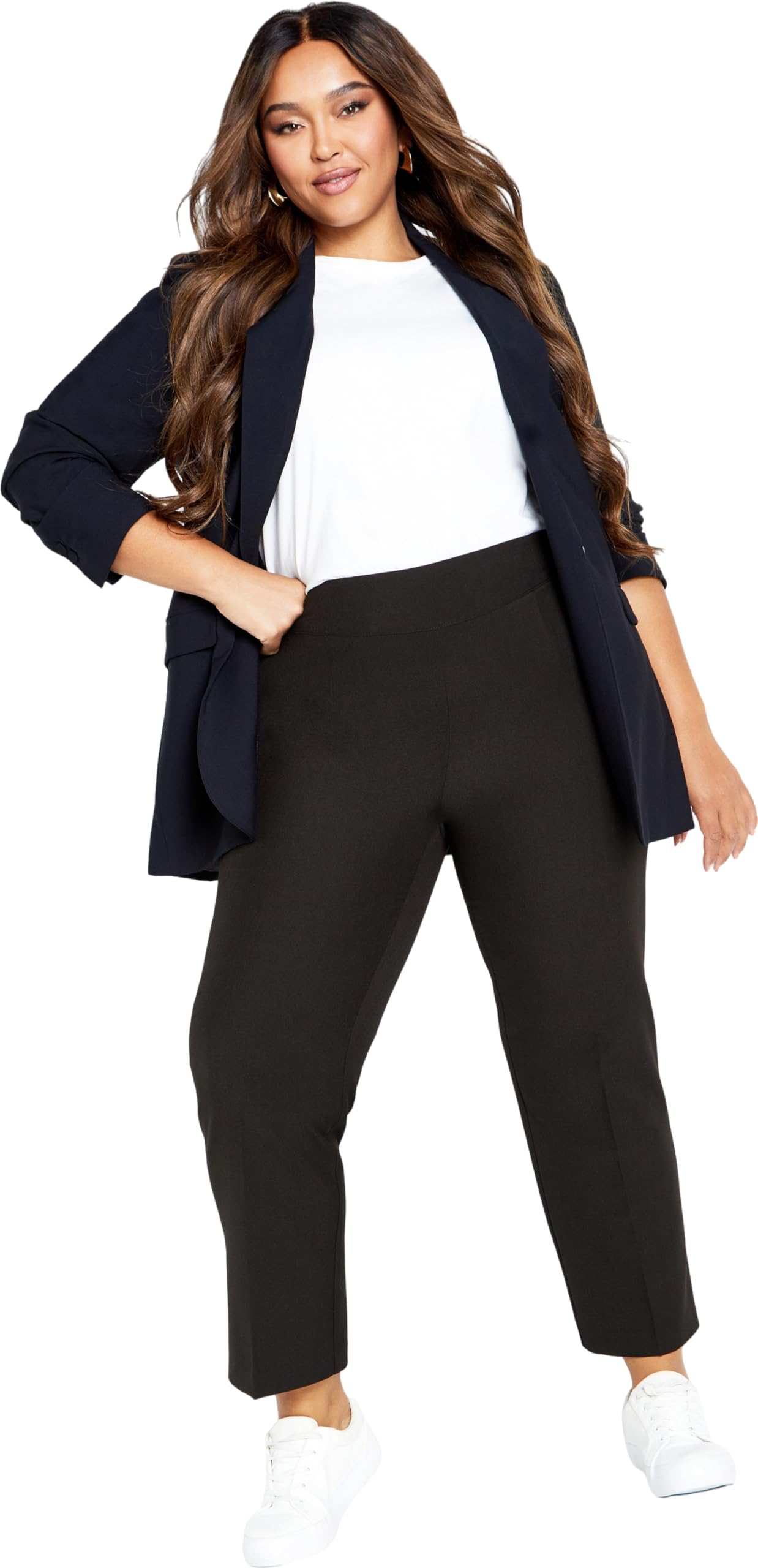 Avenue Women's Cool Hand Woven Straight Leg Pant Black