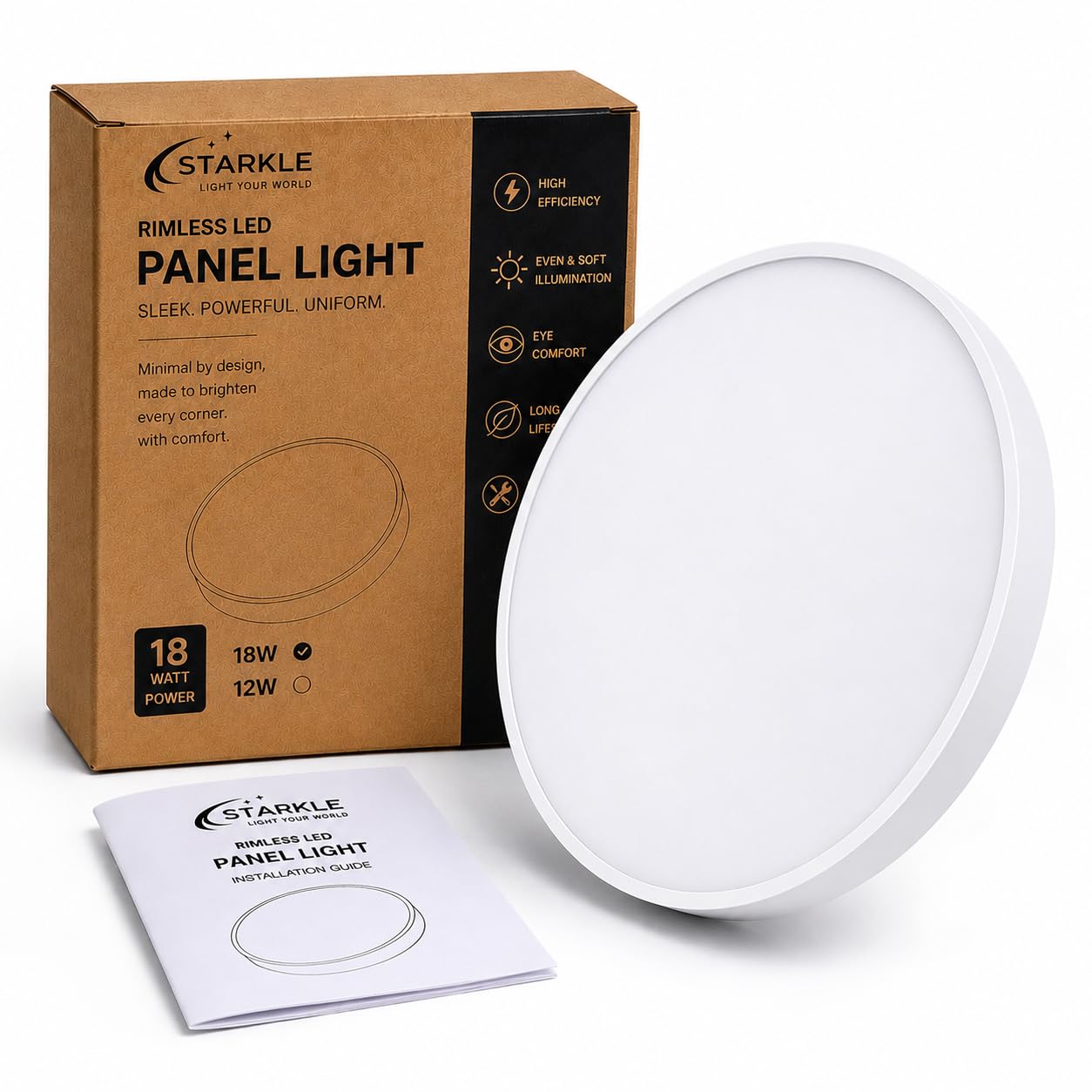 STARKLE 18W Rimless Round LED Surface Panel Light, 3000K Warm White, Energy-Efficient Ceiling Lamp, No False Ceiling Required, Ideal for Home, Office & Indoor Lighting (Pack of 1)-image-15