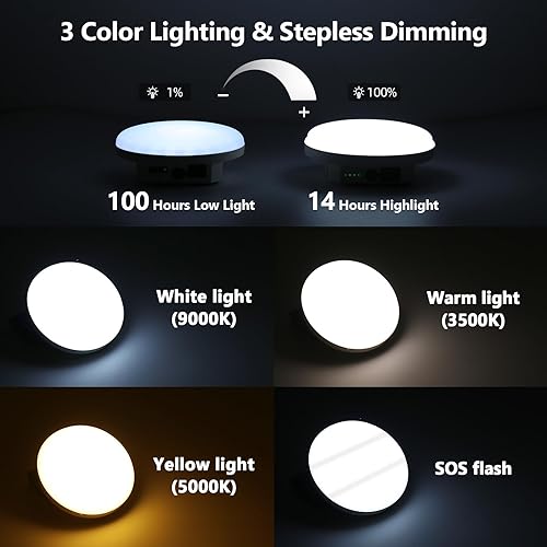 Miniatura 3 de Luz colgante recargable de 10000 mAh con imán, 30W 4000LM LED, 3 modos de iluminación de color (remoto), linterna de campamento, linterna LED