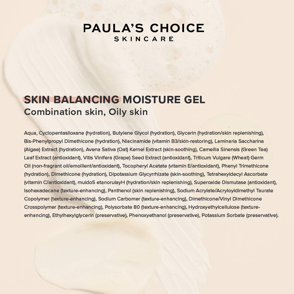 Paula’s Choice SKIN BALANCING Gel Hidratante Facial - Crema de Noche Reduce los Poros Dilatados, los Puntos Negros y Imperfecciones - con Niacinamida - Pieles Mixtas a Grasas - 60 ml